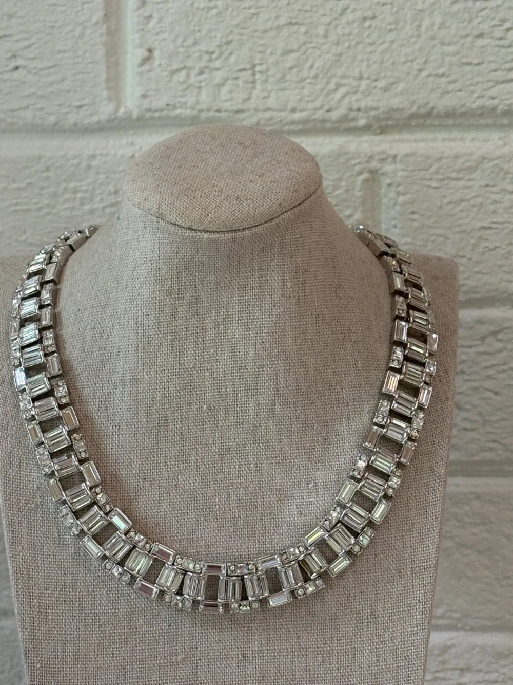 Vintage St. John Faux Diamond and Silver 18" Choker - Picture 1 of 7